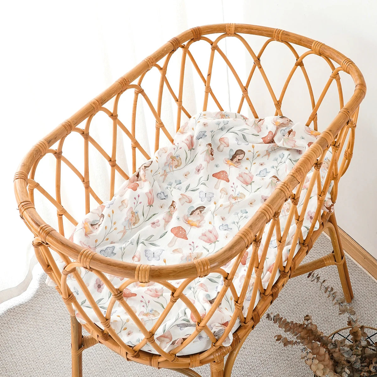 Elinfant High Quality Bamboo Cotton Muslin Swaddle Blanket 47" x 43"